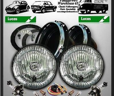 Vintage Warehouse Genuine Lucas 7  Sealed Beam Halogen Conversion Headlight Kit For Sale