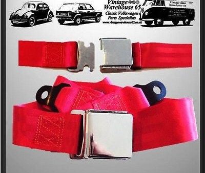 Jeep CJ Wrangler Cherokee Single Chrome Buckle Adjustable Lapbelt Red For Sale