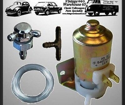 Ford Fiesta Orion Granada Twin Chrome Washer Jet & Lucas 12v Washer Pump Kit Cheap