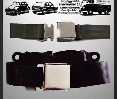 Vintage Warehouse 65 Black Webbed Chrome Buckle Adjustable Lapbelt Pair For Discount