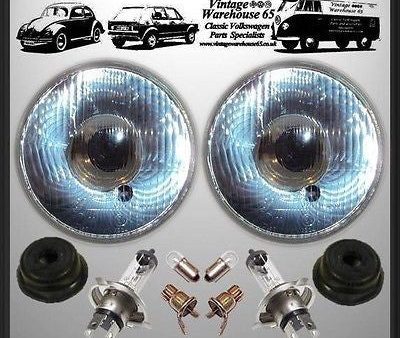 Vintage Warehouse 65 Flat 7  Sealed Beam Halogen Conversion Headlight Kit Hot on Sale