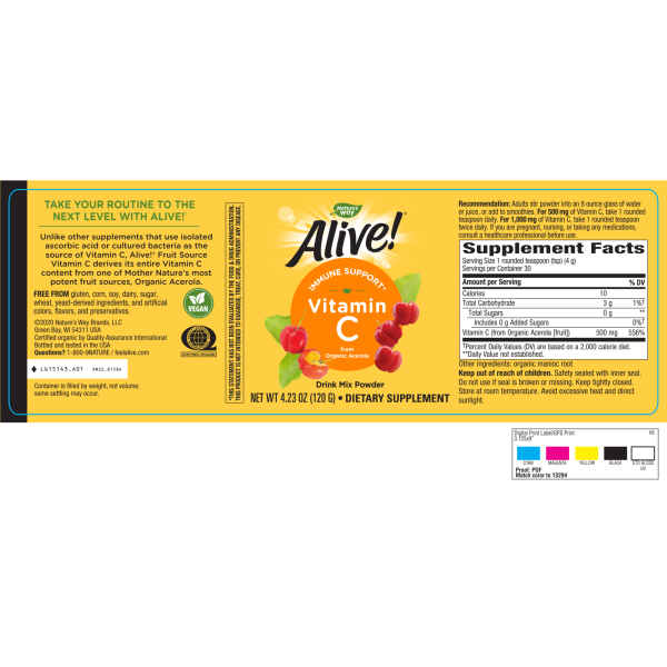 Alive! Organic Vitamin C Powder 120 g Online Hot Sale