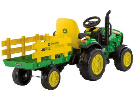 PEG-PEREGO John Deere Ground Force With Trailer: The vehicle operates with a 12V 8Ah 100Wh battery. The battery can be recharged using a common household socket - OR00478 For Discount