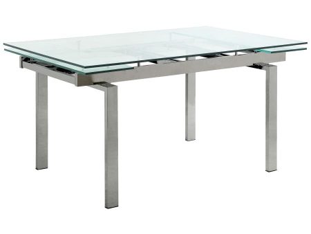 Wexford Glass Top Dining Table with Extension Leaves Chrome-106281 Supply