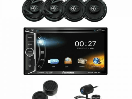 Power Acoustik Double Din Deck and Speakers Combo In Dash DOUBLE DIN DVD CD MP3 WMA Multimedia Player with 6.2 inch LCD Touchscreen, Built-in Bluetooth, AUX, USB ,SD Card Inputs & Wireless Remote Control-DVD2-654 Sale