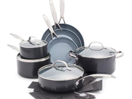 GreenPan Valencia Pro Hard Anodized Healthy Ceramic Nonstick 11 Piece Cookware Pots and Pans Set, PFAS-Free, Induction, Dishwasher Safe, Oven Safe, Gray- 461390 Cheap