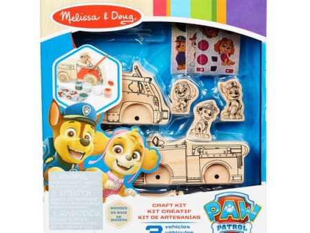 MELISSA & DOUG Paw Patrol Wooden Craft Kit Vehicles: Chase and his police car, Marshall and his fire engine, and Skye and her helicopter with paint and shiny foil stickers - 33266 For Discount