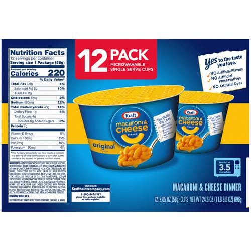 Kraft Easy Mac and Cheese Cups 12 Units   58 g   2.05 oz Kids and adults love the delicious taste and creamy texture of macaroni pasta with cheesy goodness-20263 For Sale