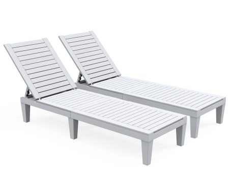 YITAHOME Chaise Outdoor Lounge Chairs Set of 2 with Adjustable Backrest, Sturdy Loungers for Patio & Poolside, Easy Assembly & Waterproof & Lightweight with 265lbs Weight Capacity, Grayish-White Sale