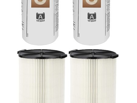 2 Pack VF4000 Filter for RIDGID Wet Dry Vac 5-20 Gallons and 2 Pack VF3502 Vacuumc Bags for Ridgid 12-16 Gallon Vac For Cheap