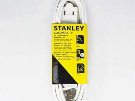 Stanley Electrical 9 Feet Cordmax Extension Cord, White(3 OUTLET) Great for office, living room, or bedroom to plug in 2-pronged items such as lamps or device chargers - 310912 Fashion