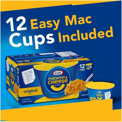 Kraft Easy Mac and Cheese Cups 12 Units   58 g   2.05 oz Kids and adults love the delicious taste and creamy texture of macaroni pasta with cheesy goodness-20263 For Sale