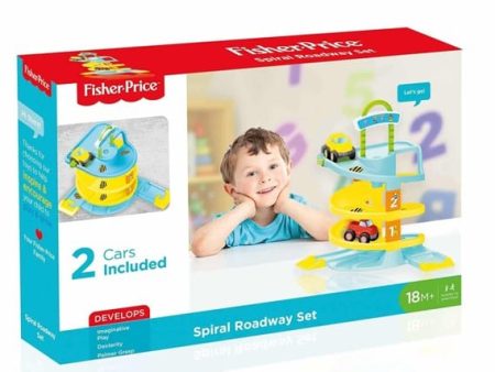 Fisherprice Spiral Roadway Set: 2 cars included, it sure is packed with a lot of fun. Just put the cars at the top and watch them spiral down the road - 1826 Fashion