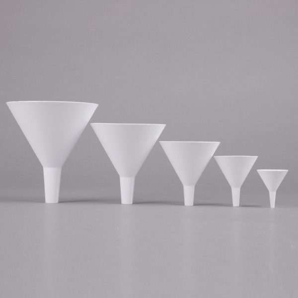 Tablecraft  5-Piece White Plastic Funnel Set This Tablecraft 5 white plastic funnel set is a necessity for any kitchen or restaurant-TABL-5 For Cheap