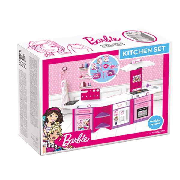 Barbie Kitchen Set: The Barbie Kitchen Playset is larger than life and includes multiple modular components that all fit together to create your dream Barbie kitchen - 1614 For Sale