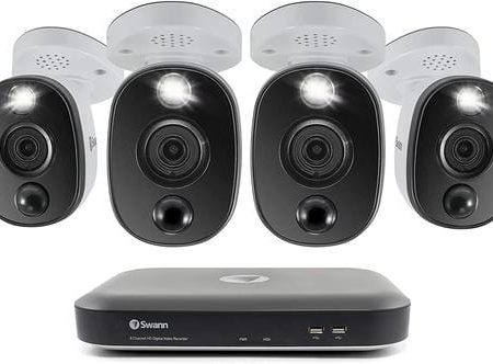 Swann 4 Camera 4K UHD DVR Security System This complete security system with 4 cameras with 90-degree viewing angle quickly detects any activity and allows you to deter intruders with motion-activated light and siren-391452 Online now