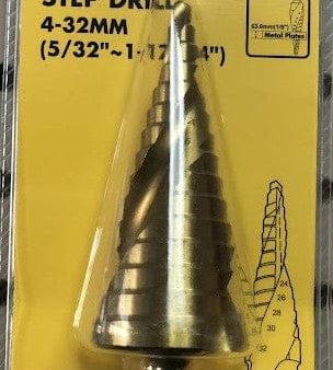 Worksite - Step Drill Bit - Size - 4-32mm, (5 32  - 1-17 64 ) - High Speed - for versatile drilling in steel, stainless steel, copper, aluminum, and other surfaces - XSDB432 Online Hot Sale