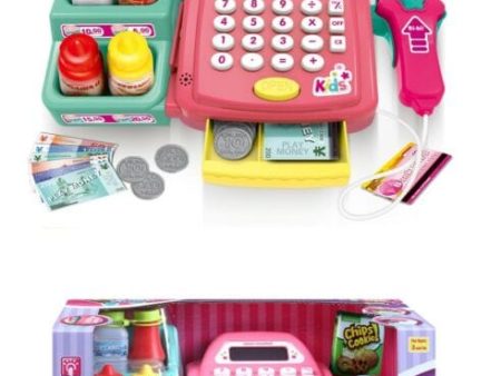 LUCKY STAR Cash Register: 12 Pieces Light-up Cash Register Play Set with Sound 20 Piece Set Cash register play set - LUCKY STAR-60C For Sale