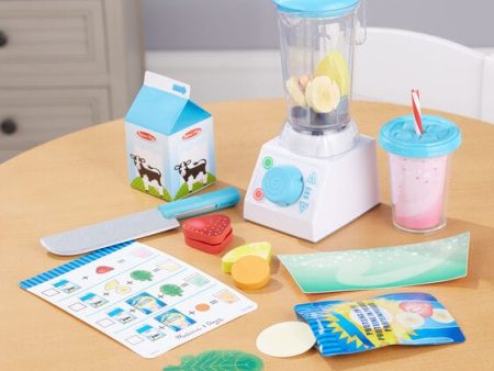 MELISSA & DOUG Smoothie Maker Blender Set: Whip up delicious playtime smoothies with this pretend play blender - 9841 Online Hot Sale