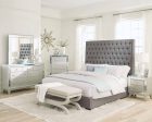 Camille Eastern King Button Tufted Bed Grey Collection: The Headboard Comes With A Button Tufted Fabric That s Stylish And Eye-Catching, This Bed Is A Graceful Addition To The Bedroom. Camille SKU: 300621KE For Sale