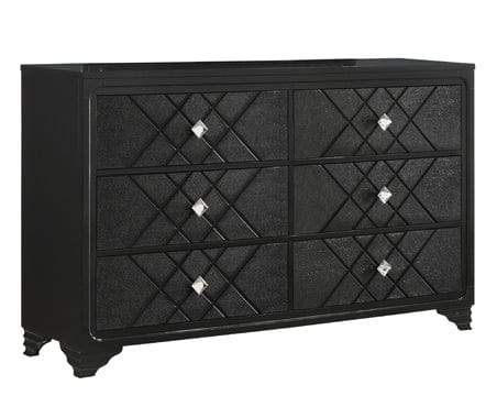 Penelope 6-Drawer Dresser Black, Glitz And Glam Will Overtake Your Sleeping Space With This Incredible Black Dresser, A spacious Tabletop Brings Plenty Of Space To Display Items. SKU: 223573 Discount