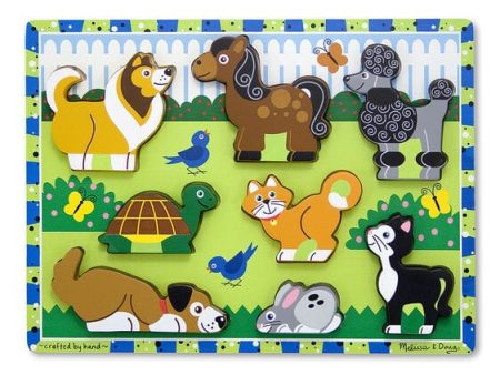 MELISSA & DOUG  Pets Chunky Puzzle: Happy pets play in the yard on this extra thick wooden puzzle that includes eight easy-grasp, chunky pet pieces - 3724 Online Sale