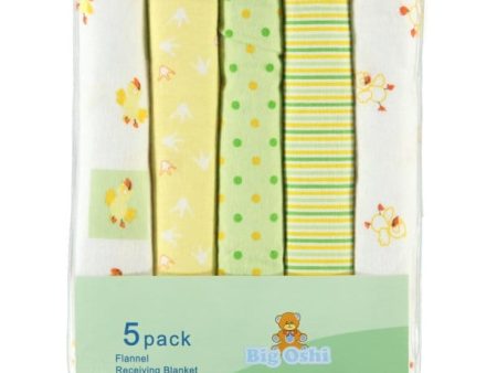 BABY TIME  Big Oshi Flannel Receiving Blanket 5pk: blanket is soft cotton flannel, Size: 30  x 30  - PLK-965 Online Sale