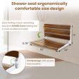 18 Inches  Teak Folding Shower Seat Wall Mounted,Fold Down Shower Bench for Small Shower Space, Home Care Teak Wood Stool for Inside Shower,Pregnants-Maximum Load 380lb[European Teak] (18 -Yellow) Sale