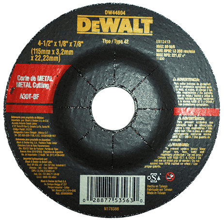 DEWALT 4 1 2 IN X 1 8 IN X 7 8 IN Metal Cutting Disc Home Improvements, DIY Projects, Building and Construction- DW44604 Online