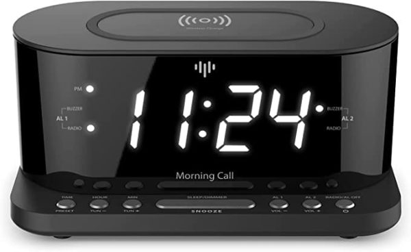 iLuv Morning Call 5 Qi-Certified Wireless Charging Bedside Digital Alarm Clock  Set up two alarms to accommodate different wake up schedules or share an alarm with your roommate-MORCAL5 Online now