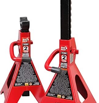 BIG RED AT42002R Torin Steel Car Jack Stands: 2 Ton (4,000 lb) Capacity, Red, 1 Pair Supply